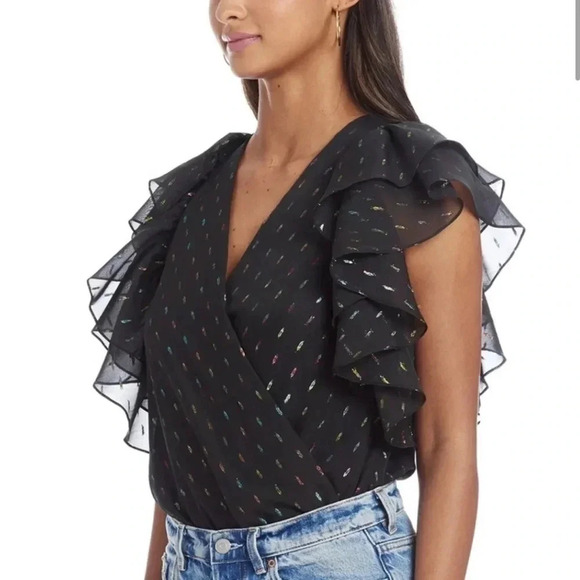 Amanda Uprichard SYCAMORE BODYSUIT in prism rainbow metallic Large - Picture 2 of 9